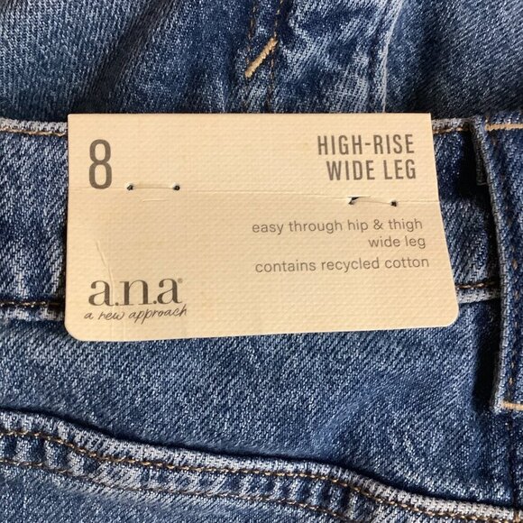 A.N.A. Size 8 High-Rise Wide Leg, Two Tone Kick Pleat Denim Jeans. New With Tags - Picture 7 of 7